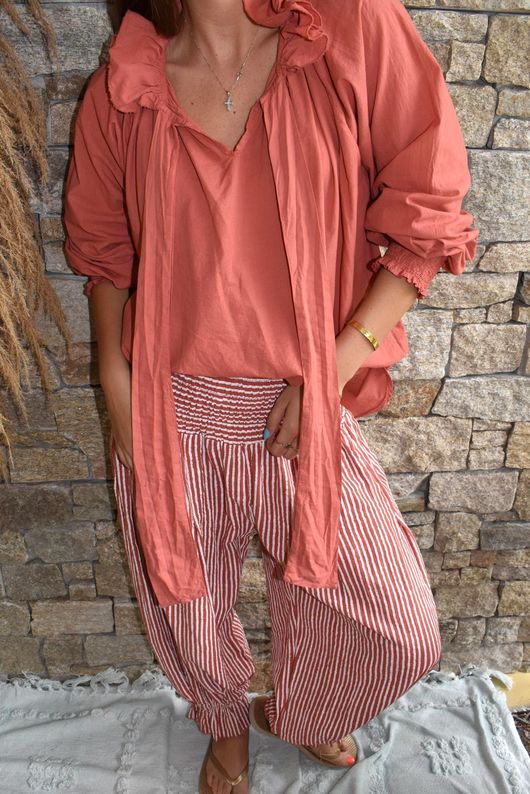 Larc Poet Blouse Indian Red